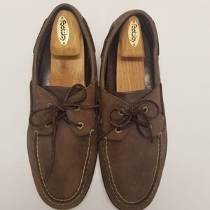 Rockport Mens Sz 13W M5269 Brown Leather Loafers Moccasin Lace Up Deck Dock Boat